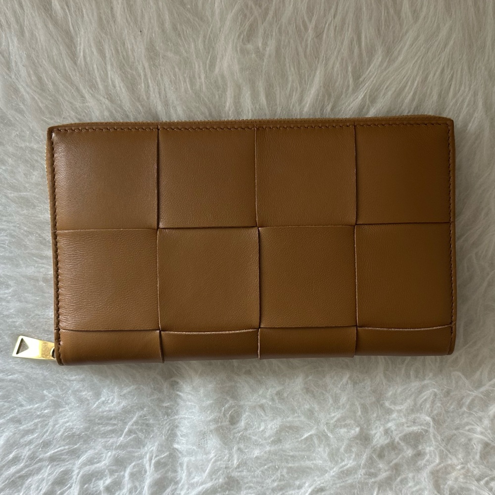 BOTTEGA VENETA Cassette Zip Around Wallet in Camel